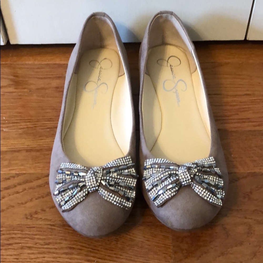 Taupe Jessica Simpson Flats with Sparkle Bow!